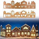クリスマスジンジャーブレッドハウスデコレーション、クリスマスジンジャーブレッドビレッジライトアップデコレーション、DIY段ボールホリデーハウス、バッテリー駆動プリライトミニチュアタウン、ホームホリデー卓上マントル装飾用
