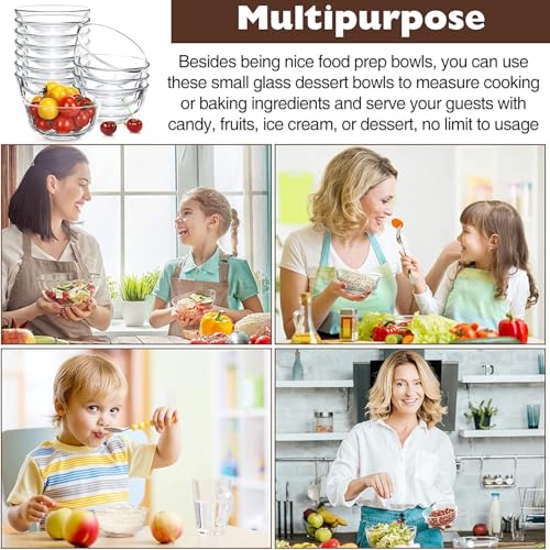 Image of WRINGO Glass Bowl for Kitchen Prep, Dessert, Dips, and Candy Dishes, Cake, Snack Bowl Set of 6 Or Nut Bowls, and Microwave Safe Clear Glass Bowls for Mixing, Storing Size 4.5 Inch (WR-09)