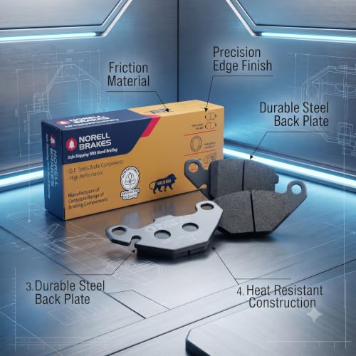 Image of NORELL 8906219821042 Rear Disc Brake Pad Set (01 Set) Compatible with Ola S1 Pro, S1 Pro Sport & S1 Pro Plus | Premium Rear Brake Pads Replacement | High Performance Disc Brake Pad Set