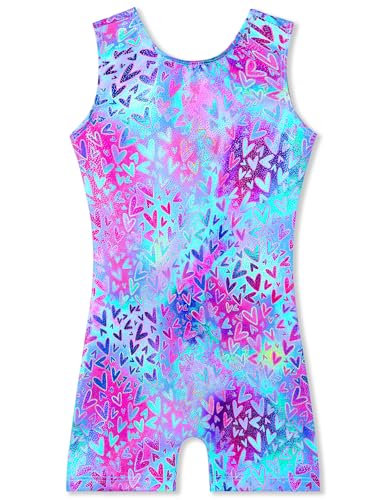 Image of TENVDA Leotards for Girls Gymnastics Kids Children Biketard With Shorts Sparkly Unicorn Dance Unitards(Multiple Colors)