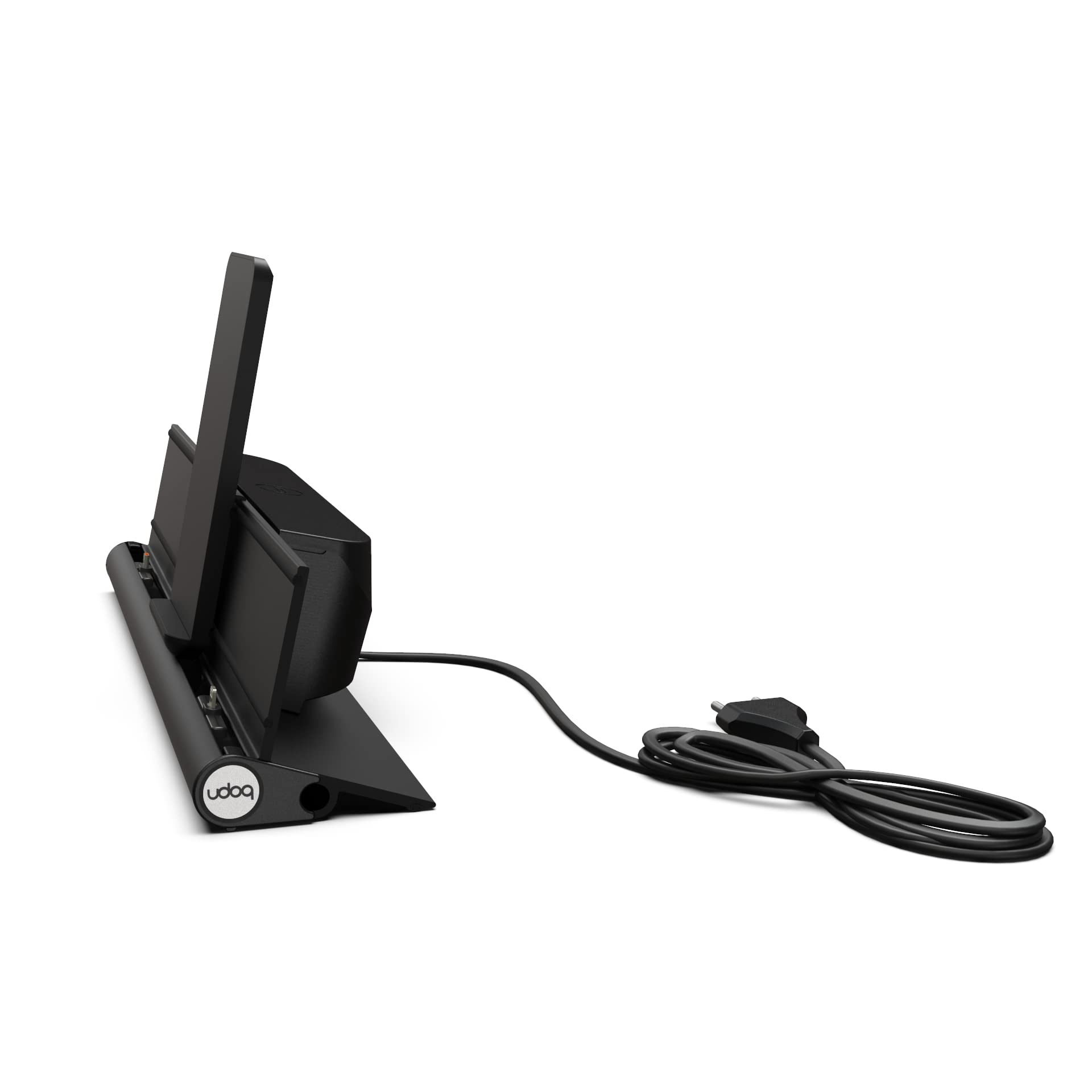 Stazione di ricarica universale per smartphone, tablet e AirPods, udoq 400, in alluminio, con alimentazione rapida e adattatore wireless (nero)