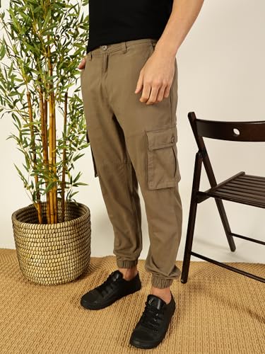 Image of Thomas Scott Men's | Solid | Light Weight | Breathable Fabric | Mid Rise | Regular Fit | Cotton Blend | Button Waist | Chino Trouser | Pants