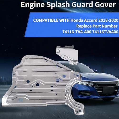 Image of Engine Splash Guard Shield Under Car Shield Cover Compatible with Honda Accord 2018 2019 2020 2021 2022,74116TVAA00 74116-TVA-A00 Engine Splash Guard,Aluminum Engine Case Guard