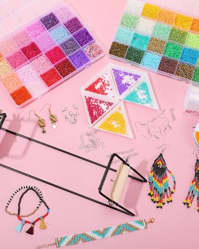 Jexine BW-JEXINE-151755 Bead Loom Kit For Adults Beading Loom Supplies 24000 Pcs Glass Seed Beads Bracelets Jewelry Earring Making Tools Gifts thumb #4