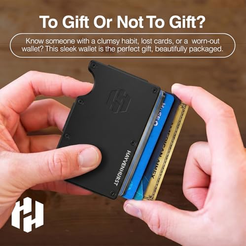 Image of Hayvenhurst Wallet for Men - Slim RFID Blocking Metal Wallet with Money Clip, Minimalist Front Pocket Credit Card Holder, Small Mens Wallet