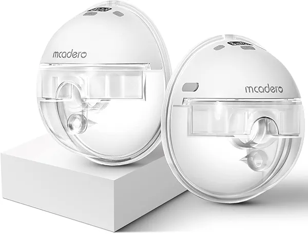 Mcadero M1 Upgrade Wearable Breast Pump with 4 Modes & 12 Levels,Breastfeeding Pump with LED Display,Ultra Quiet & Lightweight,2 Pack White