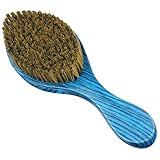 Handle Brushes for 360 Waves - Medium Hard Wave Hair Brushes Wave Styler Great for Wolfing Wave Styler Brush Great for Black Hair - Boar & Nylon Bristle Curve Wave Brush for Barbers & Daily Use (Blue)