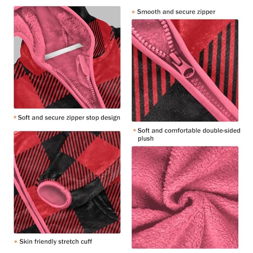 GuoChe Red Black Plaid Baby Boy Fleece Jacket Hoodies3