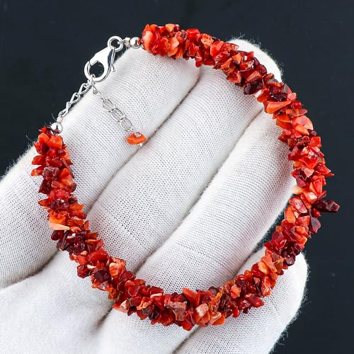 CRYSTALIS Natural Mexican Fire Opal Beads Braided Rope Bracelet with Crystals for House Protection, Chips Nuggets Beaded Gemstones, Women's Gift Jewelry, 925 Sterling Silver 8 inch4