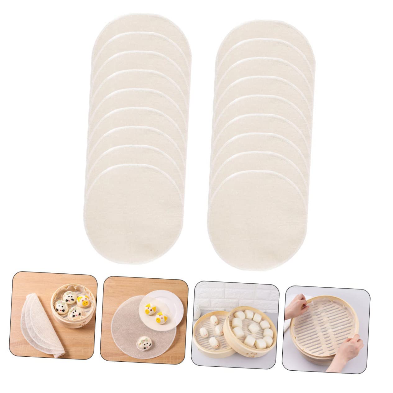 5 Baumwoll-Dampfgarer-Einlagen – 32 Cm, Weiß, Wiederverwendbar, Für Dampfgarer, Luftfritteuse & Mehr