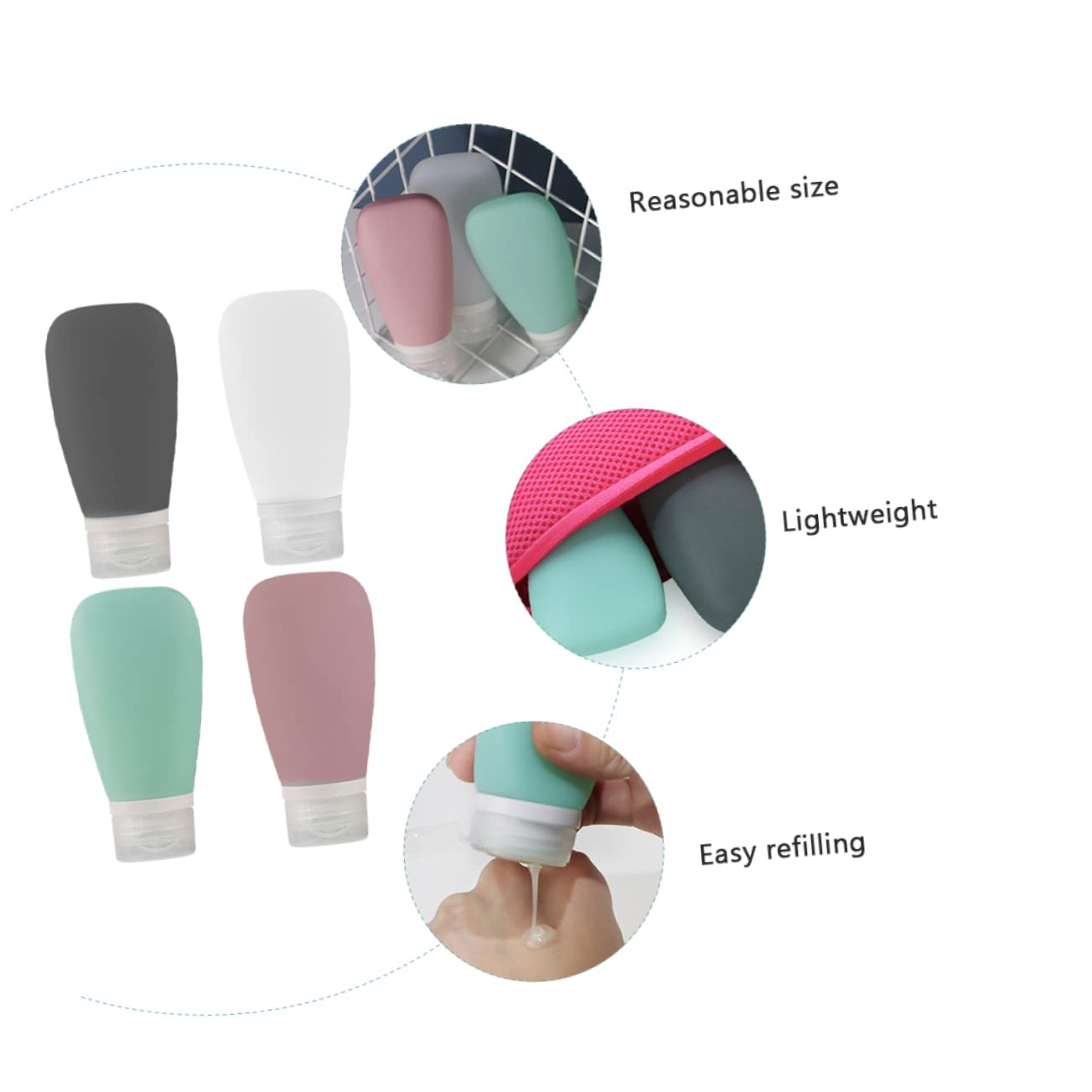 Baluue 40pièces Bouteilles De Voyage Silicone Refillables Lot De Flacons Étanches Pour Lotion Shampoing Et Cosmétiques Couleurs Aléatoires