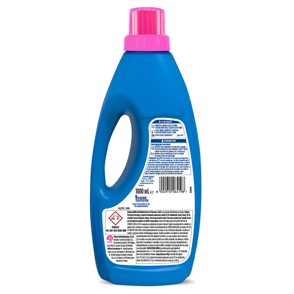 Napisan Additivo Disinfettante Lavatrice alla Fragranza Brezza di Primavera, 4 Confezione da1 Litro di Additivo Liquido per Lavatrice, Contro i Batteri e i Cattivi Odori (Confezione da 4)