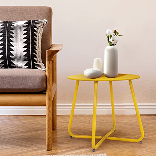 Grand patio Outdoor Side Table Small Table Round End Table Garden Table Lightweight Snack Table for Outdoor Garden Hallway Bedroom Living Room Terrace Balcony -Yellow - Image 9