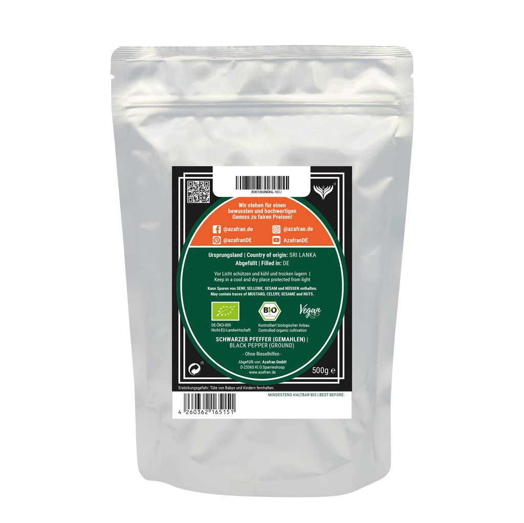 Azafran BIO Pfeffer schwarz gemahlen Pulver 1kg