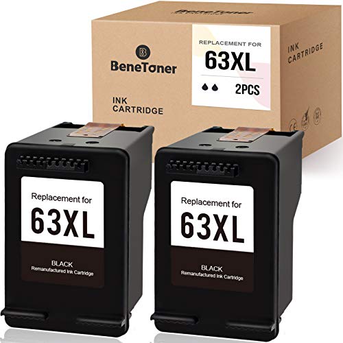 BENETONER Remanufactured Ink Cartridge Replacement for HP 63 63XL Work with OfficeJet 3830 5255 4650 5258 4655 Envy 4520 4510 4511 DeskJet 1112 3630 3631 3632 (2 Black)