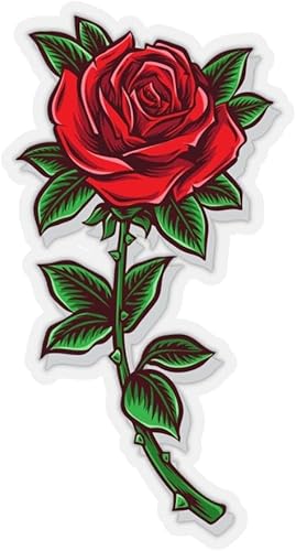 Adhesivo de flores de rosas rojas, arte floral para laptop, vinilo impermeable, botella de agua, parachoques de coche, etiqueta estética para