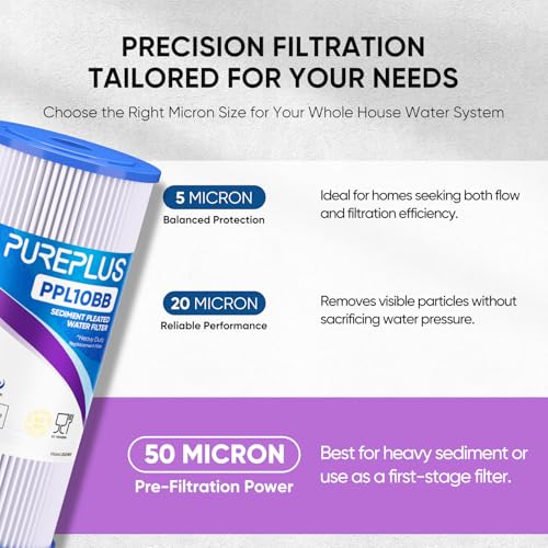 Filtre sédiments plissés eau de puits 50 microns compatible Culligan R50-BBSA - 4