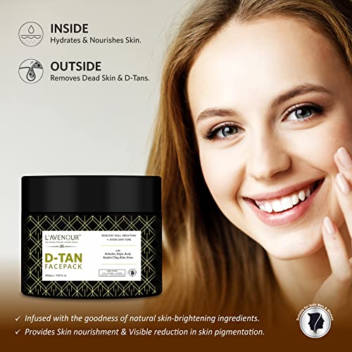 Image of L'avenour D-Tan Face Pack with Aloe Vera, Kaolin Clay, Arbutin | Removes Tan, Brightens & Evens Skin Tone | For All Skin Types - 200gm