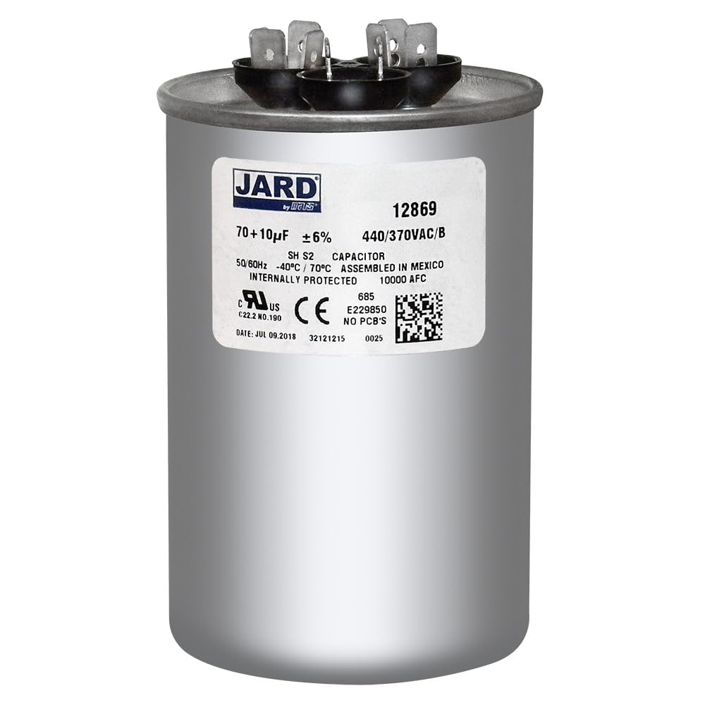 70 + 10 x 370/440 VAC Round Dual Run Capacitor by # 12869