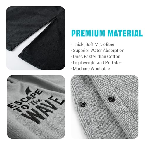 Vulken Bademantel mit Kapuze, Surf Poncho für Umziehen Öffentlichkeit Herren L XL Groß Dick