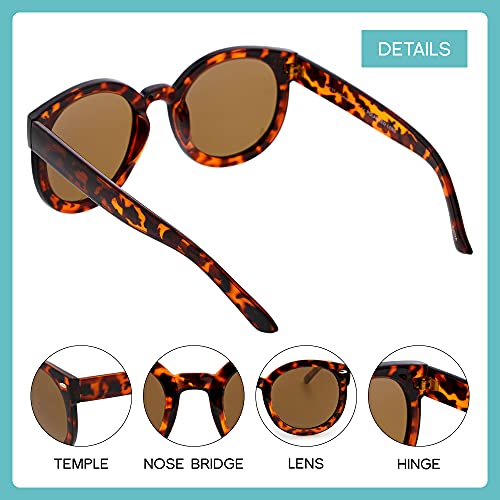 Image of zeroUV - Round Retro Oversized Sunglasses for Women with Colored Mirror and Neutral Lens 53mm