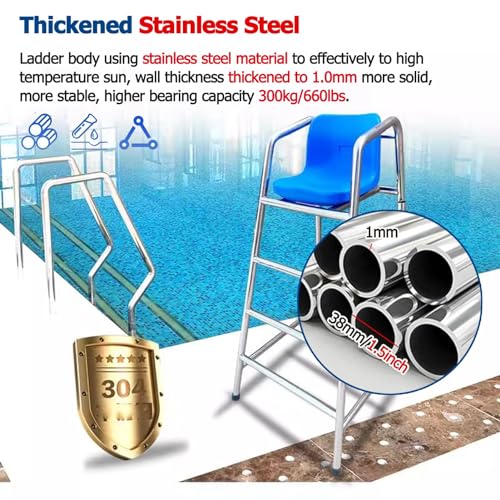 Silla salvavidas para piscinas con escalera de acero inoxidable miniatura 5