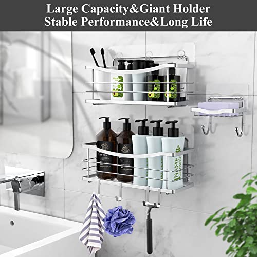 Odesign Adhesive Shower Caddy No Drilling With Soap Dish 3 Tiers Stainless Steel Shower Organizer For Shampoo Conditioner Bathroom Organizer Accessories With Removable Hooks Wall Mounted - Rustproof #TOP1