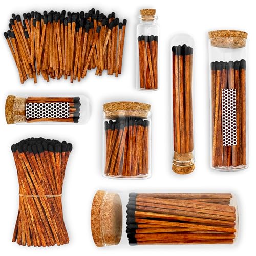 434 brown stick black tip espresso matches 100 count  striking stickers  decorative unique amp fun for your home gifts accessories amp events  premium long wood safety matches by thankful greetings