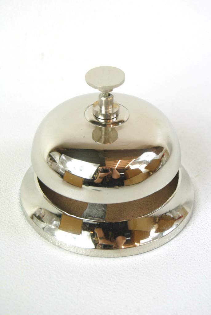 Four Seasons Silver Butlers Counter Bell in a Nickel Plated Concierge Shop