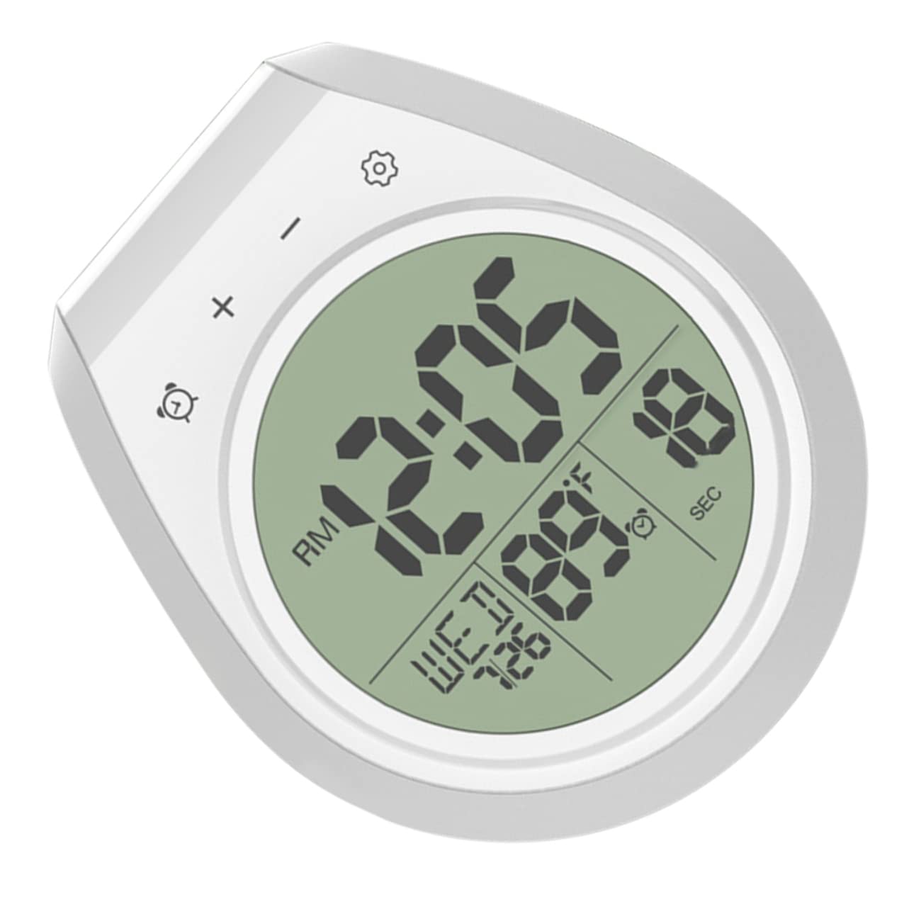 Unomor Digital Bathroom Clock Hanging Clock Calendar Display for Showers Kitchens and Humid Environments Easy Installation Cup Design for Versatile Use