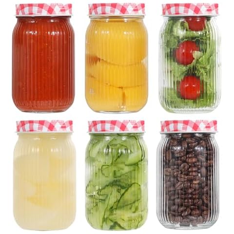 LIMILI 6 Pack 500ml Multipurpose Glass Jars Cover