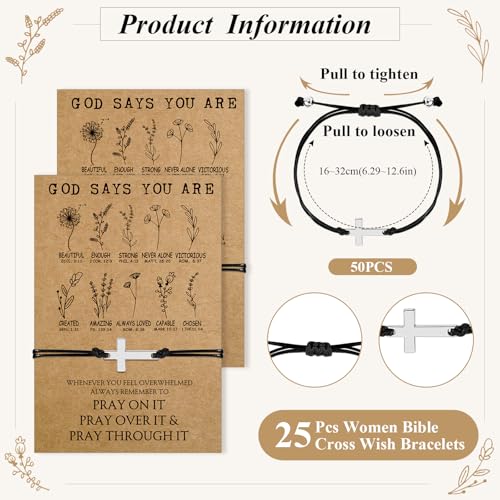 Misdary Pastor Appreciation Gifts Christian Gifts for Women Men Religious Cross Bracelets Adjustable for Baptism Church2