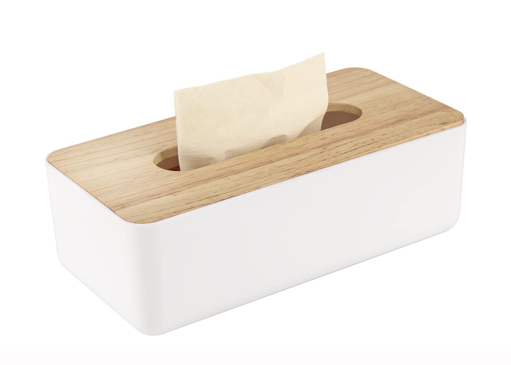 Photo 1 of Rectangular Tissue Box Cover for Disposable Paper Facial Tissues, Wooden Rectangle Tissue Box Holder for Storage on Bathroom Vanity, Countertop, Bedroom Dresser (Medium,10.2x5.1x3.3 inch) Medium(10.2x5.1x3.3'')