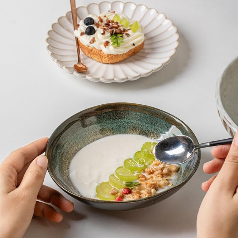 ミキシングボウル レトロな不規則なサラダボウル セラミックヌードルボウル レストランスナックボウル サラダボウル フルーツボウル