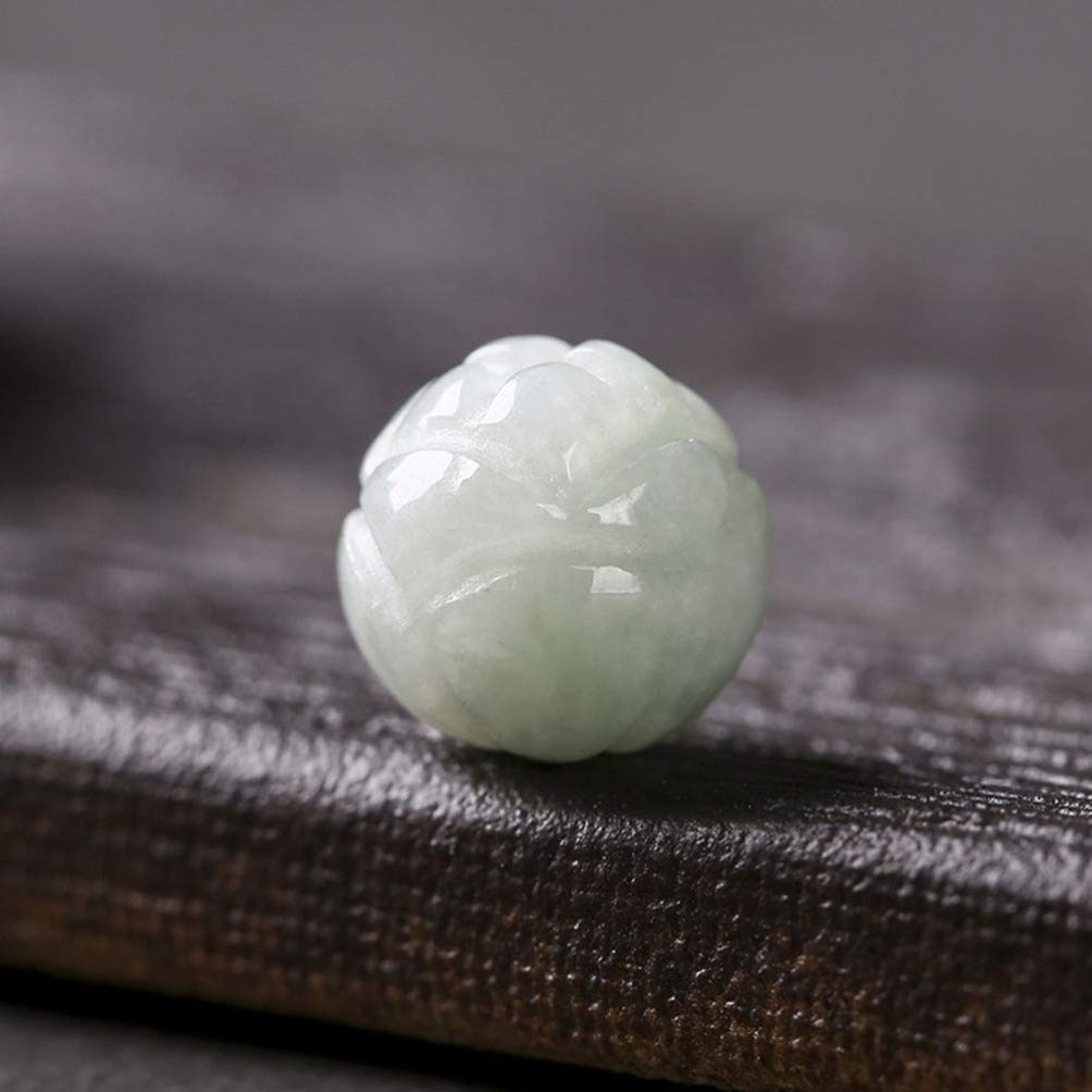 Exceart 10 Stück 10 mm Edelsteinperlen Naturstein Geschnitzt Lotusform Jade Perlen Lose Perlen für Schmuck Halskette Armband Handwerk