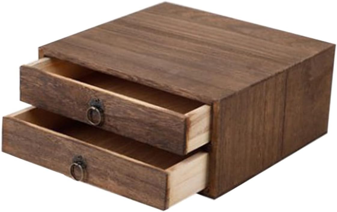 Vintage Multi-Layer Drawer Tea Box Wooden PU ' Tea Cake Storage Decorative Home Organizer Easy Access for Lovers