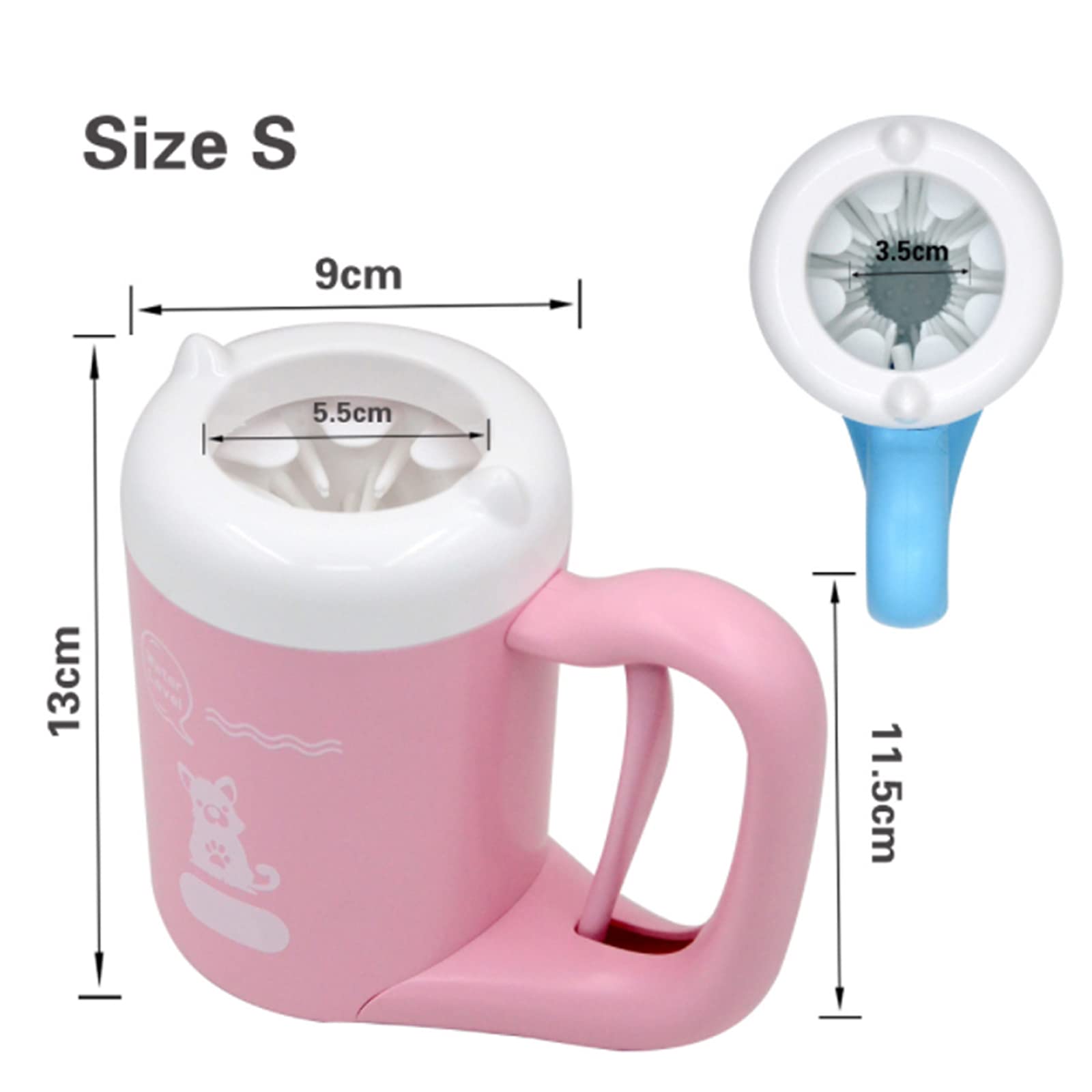 Limpiador de Patas para Perros, Cepillo for Lavar Patas de Perro, semiautomático, Giratorio 360°, Silicona Suave(Pink,S)