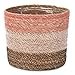 Decorasian Seegras Übertopf – Blumentopf geflochten – dekorativer Planzenkorb mit Folieneinsatz im Boho Stil – Pink-Weiß-Schwarz - 20cm