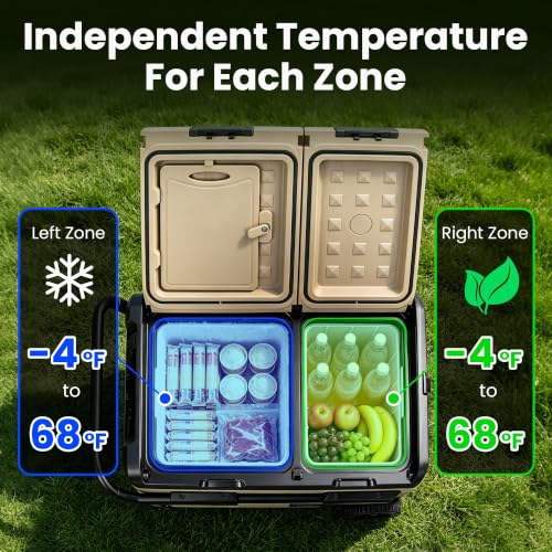 Image of Electric Cooler with Battery, 39QT Solar Refrigerator with Wheels