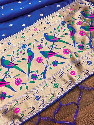 Image of DEVANGI Women's Woven Paithani Banarasi Silk Dupatta /Chunni For Women, Floral Print 1 Meter Wide and 2.3 Meter Length Printed Designer Dupatta /Chunni For Girls