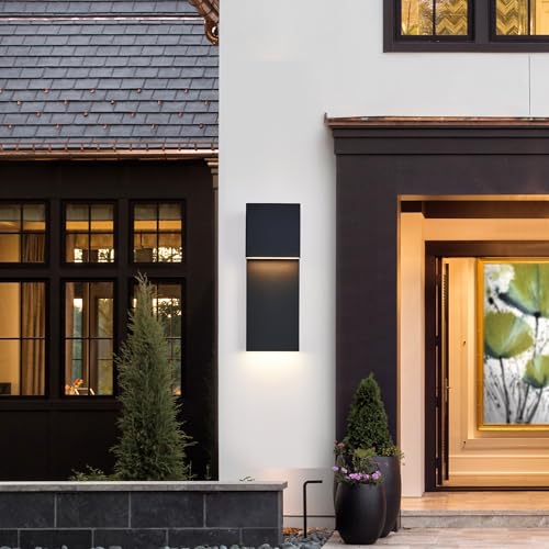 Image of Tarentlight Modern LED Outdoor Wall Sconce 17W Integrated LED Outdoor Wall Mount,Anti Rust Textured Black Suit for Wet Locations and All Rooms,Easily Installed in Any Direction.Bulb Included.