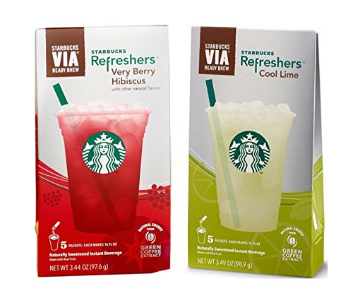 Starbucks Via Refreshers Very Berry Hibiscus & Cool Lime, 5 Packets Per Box (Pack of 2)