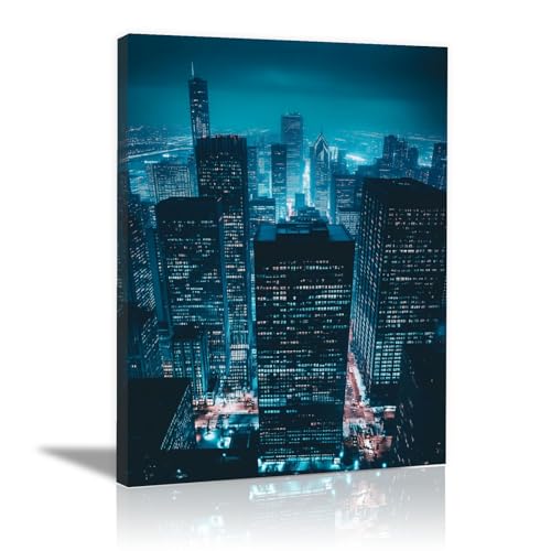 Affiche minimaliste ville bleue pour sublimer les murs de votre bureau ou chambre