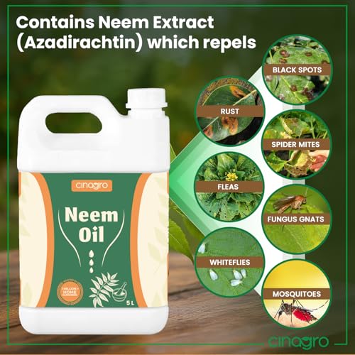 Image of Cinagro Cold Pressed Neem Oil Concentrate (5L) Organic, Water-Soluble, Plant Protector for All Plants, Indoor & Outdoor Use