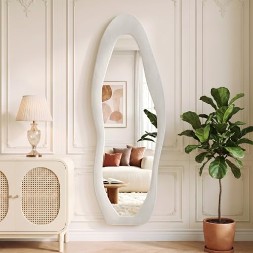 Image of Koonmi Full Length Mirror 63 inchx24 inch, Irregular Flannel Floor Mirrors