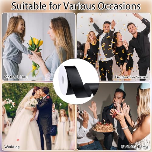 Image of woric Black Ribbon 1 1 /2 inch 60 Yards Satin Crafts Fabric Ribbon for Flower Bouquet Graduation Leis Boy Men Crafts Bows Making Party Clothes Decorations