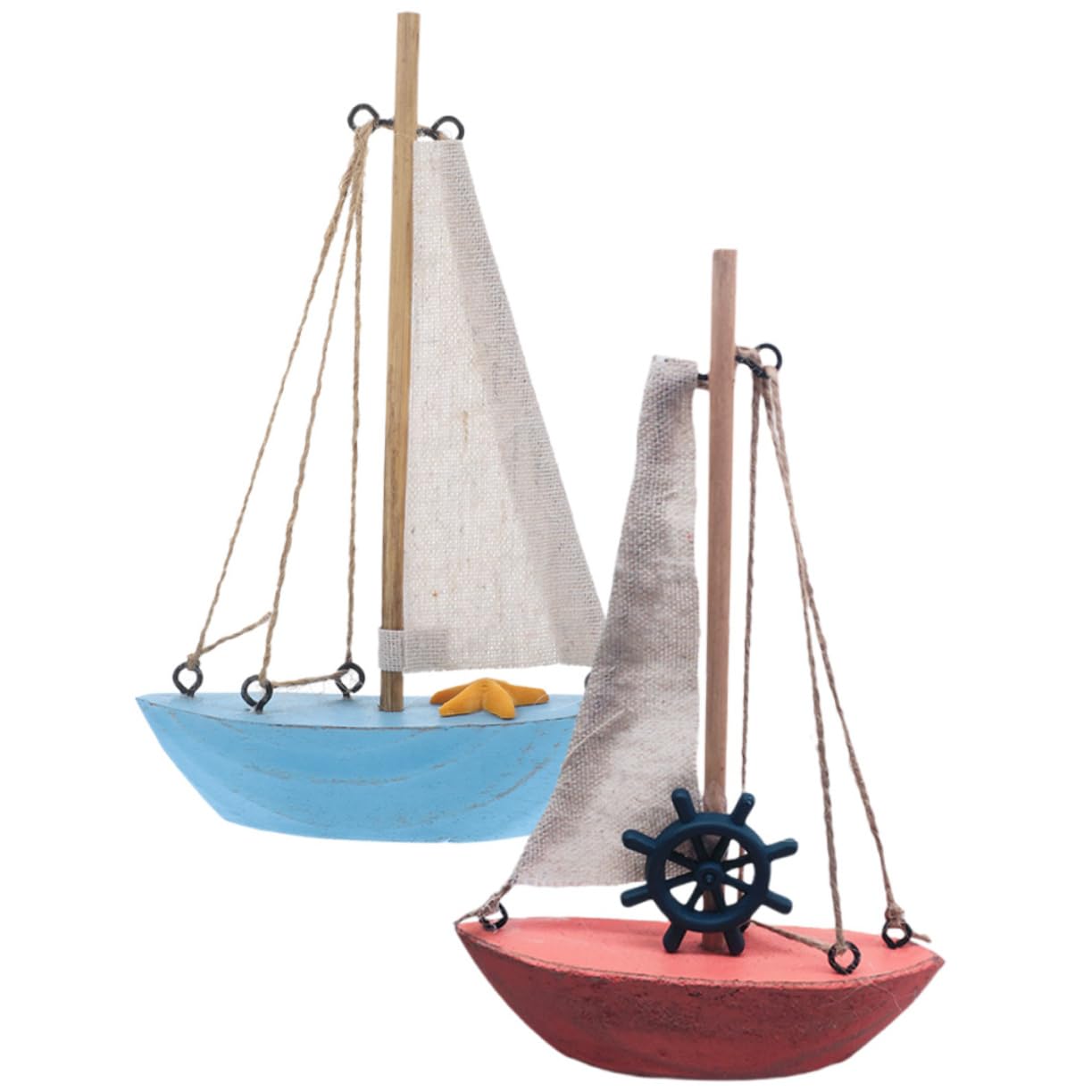 HOLIDYOYO 2Pcs Mediterranean Sailboat Models Chic Decor for Home Office Nautical Themed Miniature Sailing Ship Ornaments for Interior Decoration