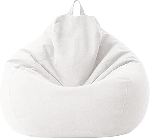 NIBHZ Funda de puf grande de algodón y lino perezoso para silla, fundas para sofá, puff relax, caqui, 27.6 x 31.5 in