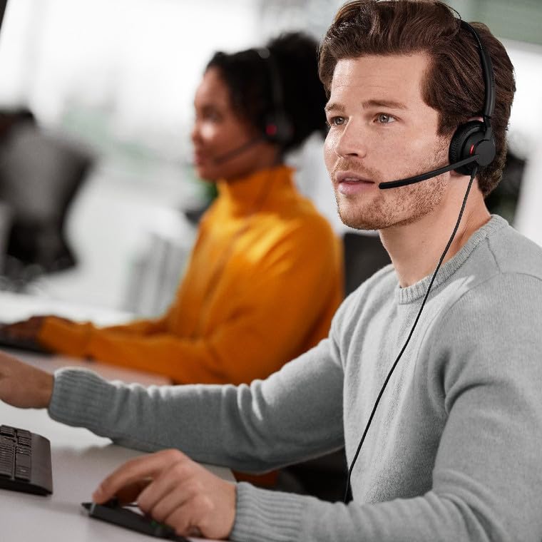 Image of Jabra Engage 50 II Stereo Wired USB Headset with Link Controller, 3-Microphone Noise Cancelling, USB-C /A Connectivity, UC Certified Professional Call Center & Office Headset.
