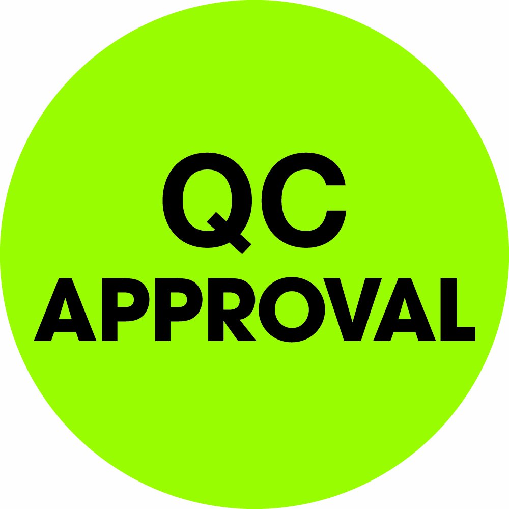 Tape Logic 1' Circle Label, 'QC Approval', Fluorescent Green, Roll of 500 Stickers, for Inventory Control and Warehouse Organization